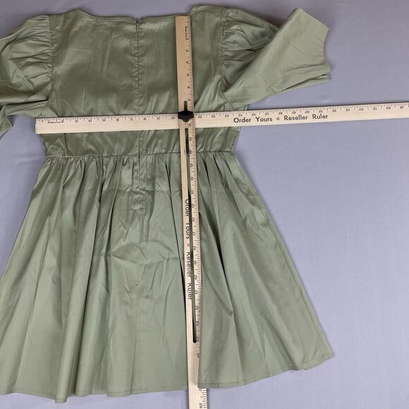 Danielle Bernstein Mini Dress Ladies Sm Green Corset Puff Zip Sleeve Square Neck - Picture 7 of 13